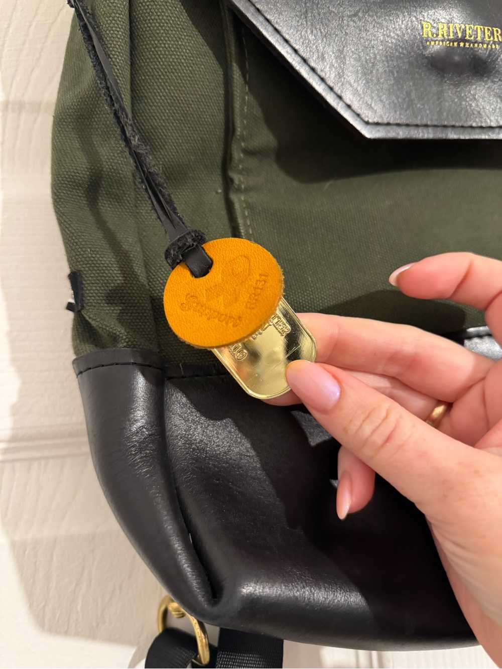 R. Riveter Olive & Black Canvas Backpack - Picture 2 of 8